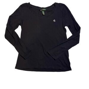 Lauren Ralph Lauren Black Fitted‎ Long Sleeve Tee
